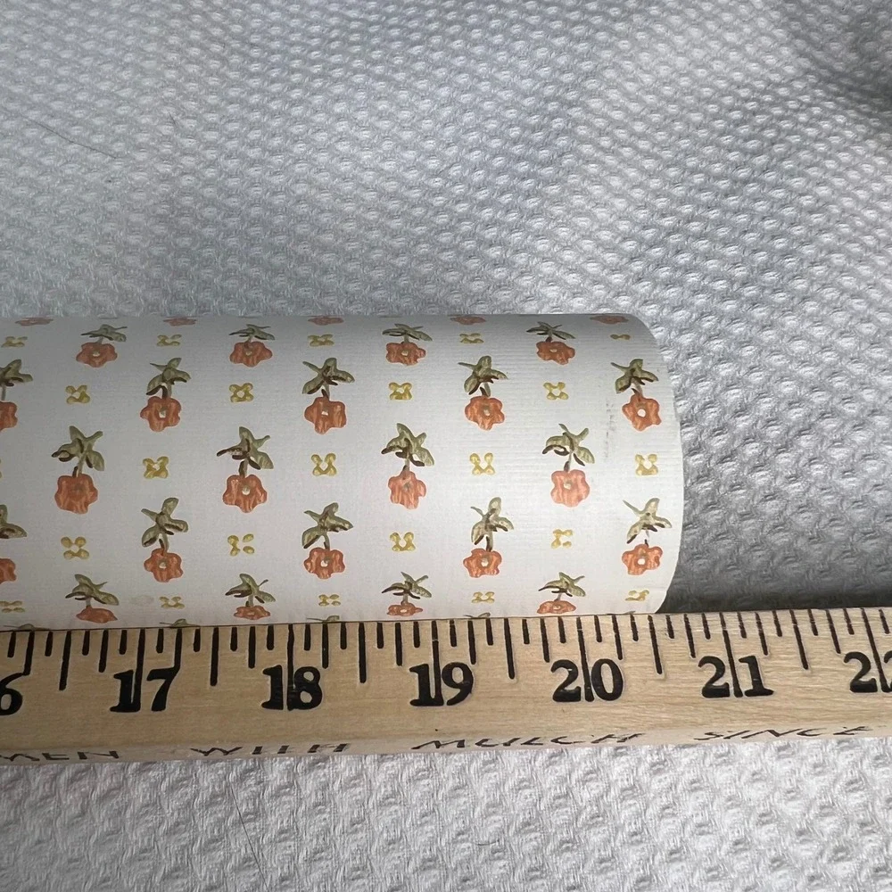 Vintage Lennon Wallpaper Co Floral Pre-Pasted Roll Orange Ditsy Flower 20.5 Inch